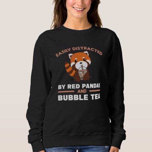 Bubble Tea Red Panda Chocolate Cute Animals Boba Trui (Voorkant)