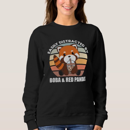 Bubble Tea Red Panda Chocolate Cute Animals Boba Trui (Voorkant)