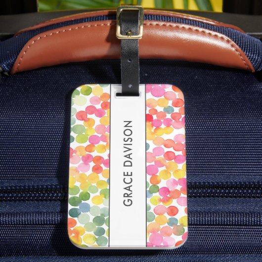 Bubble Tea Regenboog Roze Sinaasappel Groen Bagagelabel (Voorkant Insitu 2)