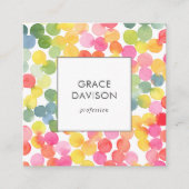 Bubble Tea Regenboog Roze Sinaasappel Groen QR Cod Vierkante Visitekaartje (Voorkant)