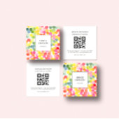 Bubble Tea Regenboog Roze Sinaasappel Groen QR Cod Vierkante Visitekaartje
