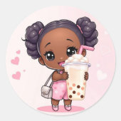 Bubble Tea Ronde Sticker (Voorkant)