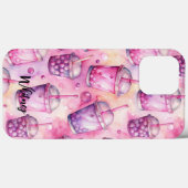 Bubble tea roze paarse waterverf Naam Case-Mate iPhone Case (Achterkant (horizontaal))