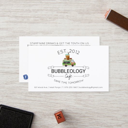 Bubble Tea Shop Loyalty Card (Voorkant / Achterkant in situ)