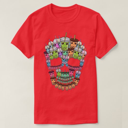 Bubble Tea Skull Shirt Mannen Boba Tea Gift Women  (Design voorkant)