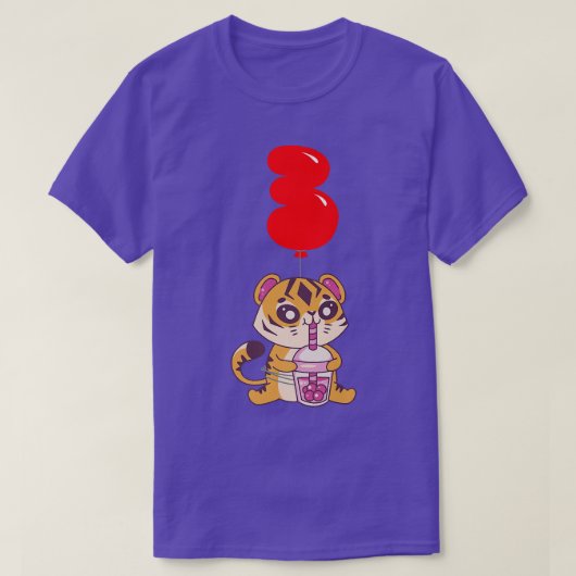Bubble Tea Tiger - 3rd Birthday - Kinder ballonvaa T-shirt (Design voorkant)