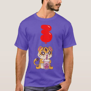Bubble Tea Tiger - 3rd Birthday - Kinder ballonvaa T-shirt