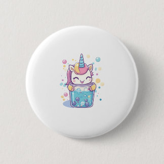 Bubble Tea Unicorn (1) Ronde Button 5,7 Cm