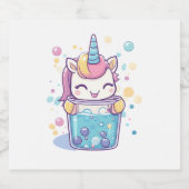 Bubble Tea Unicorn (1) Sparkling Wijnetiket (Enkel label)