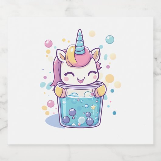 Bubble Tea Unicorn (1) Sparkling Wijnetiket (Enkel label)