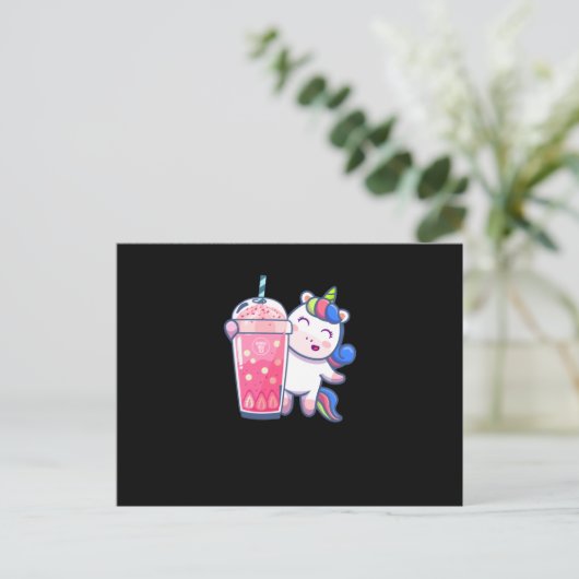 Bubble Tea Unicorn Gift Briefkaart (Staand voorkant)