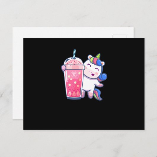 Bubble Tea Unicorn Gift Briefkaart (Voorkant / Achterkant)