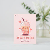 Bubble Tea Valentijnsdag Kaart Kinder Funny Boba (Staand voorkant)