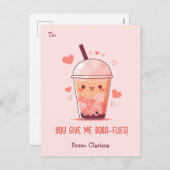 Bubble Tea Valentijnsdag Kaart Kinder Funny Boba (Voorkant / Achterkant)