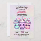 Bubble Tea Verjaardagsfeestuitnodiging Kaart (Voorkant)