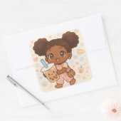 Bubble Tea Vierkante Sticker (Envelop)