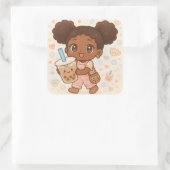 Bubble Tea Vierkante Sticker (Tas)