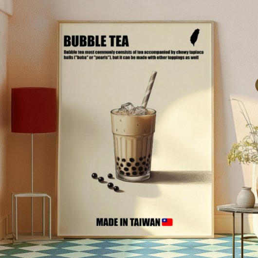 Bubble Tea Wall Art, Boba Drink Trendy Keuken Poster