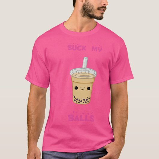 Bubble Tea - Zuig mijn ballen T-shirt (Voorkant)