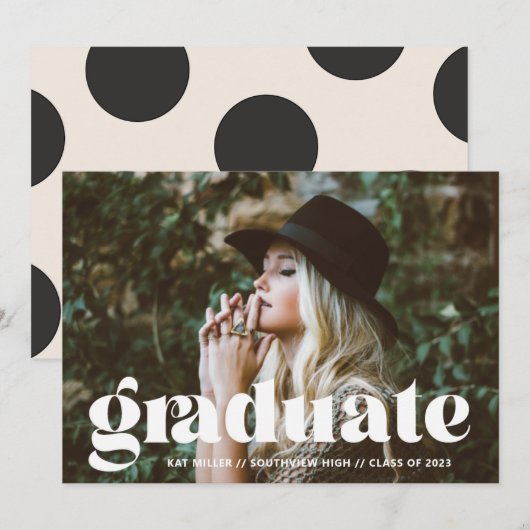 Bubble Trendy Afstuderen Announement Kaart (Voorkant / Achterkant)