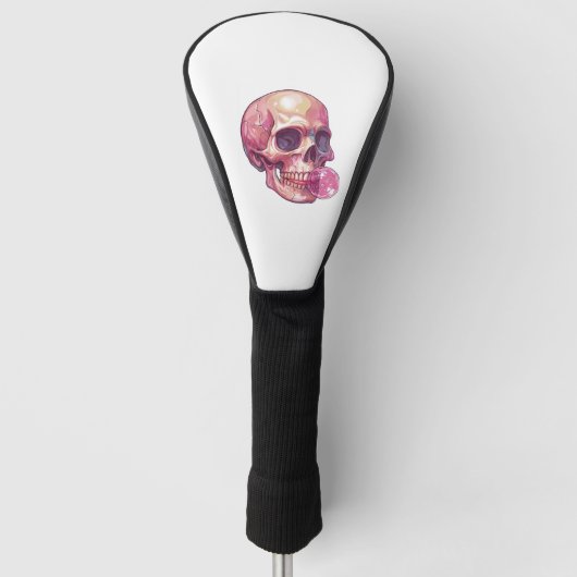Bubble Trouble Schedel � Grappig Gum Skelet Golfheadcover (Voorkant)
