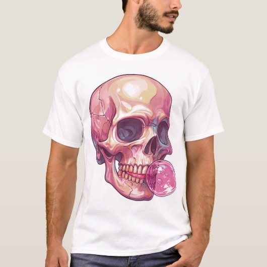 Bubble Trouble Schedel � Grappig Skelet Gum T-shirt (Voorkant)