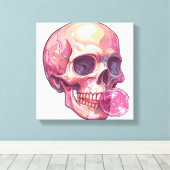 Bubble Trouble Schedel � Grappige Gom Skelet Canvas Afdruk (Insitu (Houten vloer))