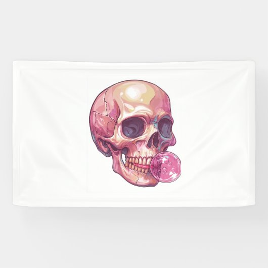 Bubble Trouble Skull – Grappig Gum Skelet Spandoek (Horizontaal)