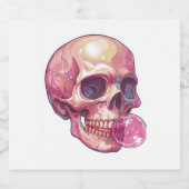 Bubble Trouble Skull – Grappig Gum Skelet Sparkling Wijnetiket (Enkel label)