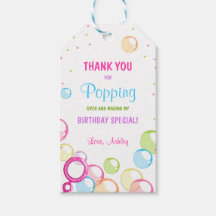 Bubble verjaardag dank je label cadeau Girl Pink