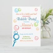 Bubble Verjaardagsfeest Uitnodiging POP Verjaardag (Staand voorkant)