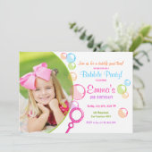 Bubble Verjaardagsfeest Uitnodiging POP Verjaardag (Staand voorkant)