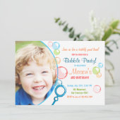 Bubble Verjaardagsfeest Uitnodiging POP Verjaardag (Staand voorkant)