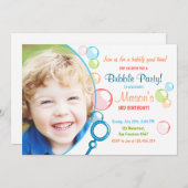Bubble Verjaardagsfeest Uitnodiging POP Verjaardag (Voorkant / Achterkant)