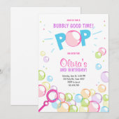 Bubble Verjaardagsfeest Uitnodiging POP Verjaardag (Voorkant / Achterkant)