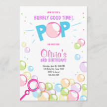 Bubble Verjaardagsfeest Uitnodiging POP Verjaardag