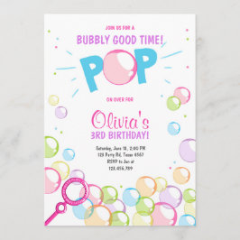 Bubble Verjaardagsfeest Uitnodiging POP Verjaardag