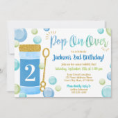 Bubble verjaardagsuitnodiging | Waterverf, blauw,  Kaart (Voorkant)