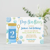 Bubble verjaardagsuitnodiging | Waterverf, blauw,  Kaart (Staand voorkant)