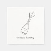 Bubble Verjaardagswensen Popping Champagne Fles Servet (Voorkant)