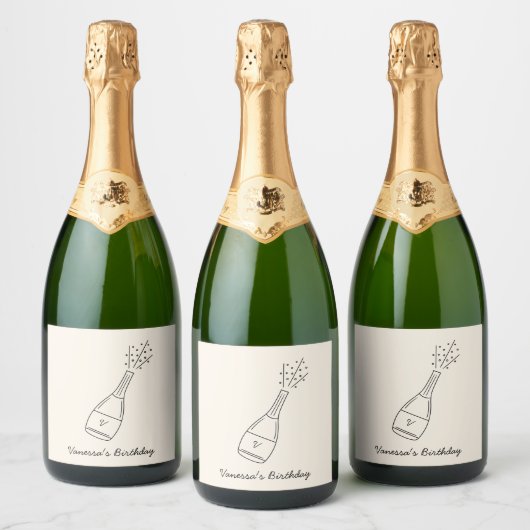 Bubble Verjaardagswensen Popping Champagne Fles Sparkling Wijnetiket (Flessen)