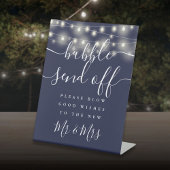 Bubble Verstuur String Lights Navy Blue Reclamebord Met Voetstuk