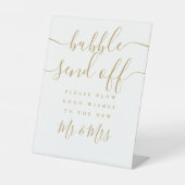 Bubble verzendt modern Elegant Gold Script Reclamebord Met Voetstuk (Voorkant)