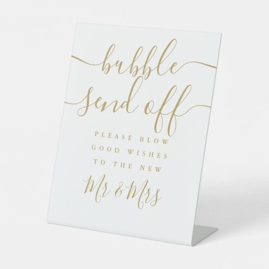 Bubble verzendt modern Elegant Gold Script Reclamebord Met Voetstuk (Voorkant)