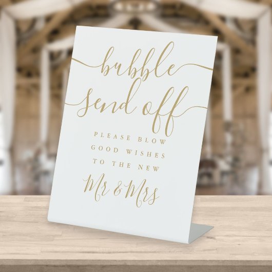 Bubble verzendt modern Elegant Gold Script Reclamebord Met Voetstuk