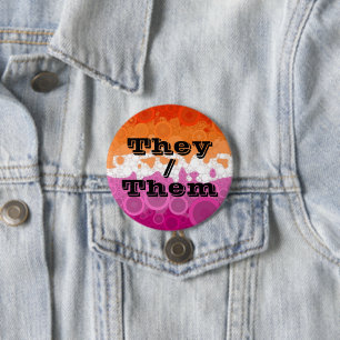 Bubble voornaamwoord lesbische pride vlag ronde button 7,6 cm
