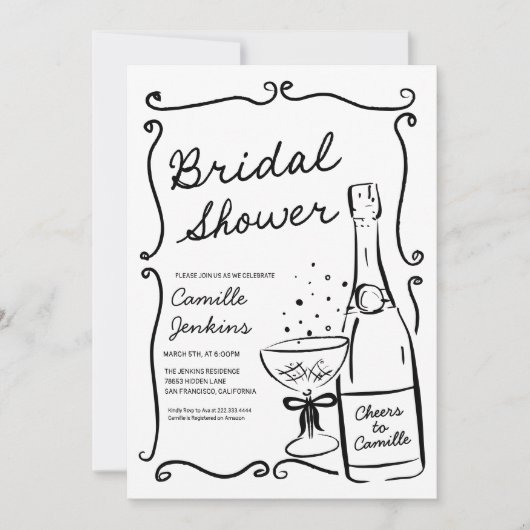 Bubble Vrijgezellenfeest Hand getrokken fotouitnod Kaart (Voorkant)