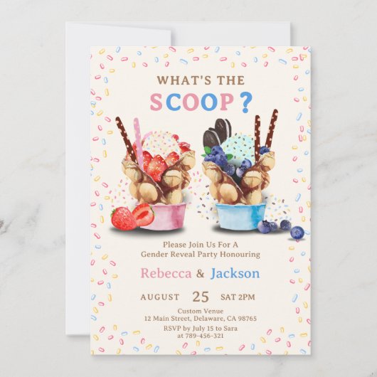 Bubble Waffle Ice Cream Hij of zij onthult geslach Kaart (Voorkant)