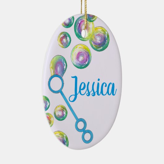 Bubble Wand Blue Keramisch Ornament (Rechts)