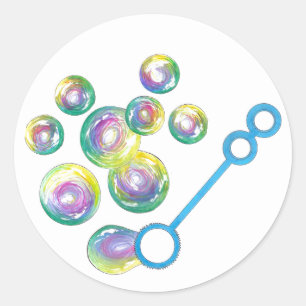Bubble Wand Blue Ronde Sticker
